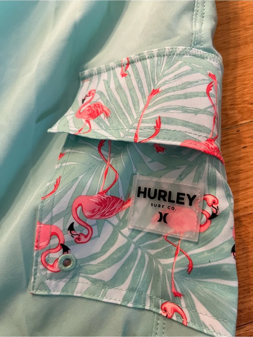 Hurley Aqua Flamingo Short Sleeve shirt & swim trunks Set - Mint & Pink